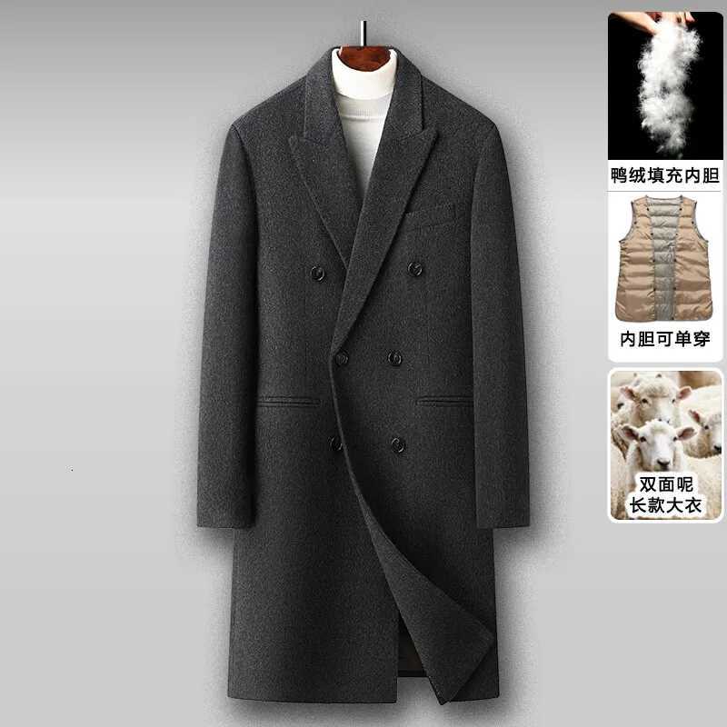 Sheep Wool Autumn Winter Outdoor Season Fashion Casual Mens Slim Gentleman Double-breasted Down Strip Wool Coat XJ250809