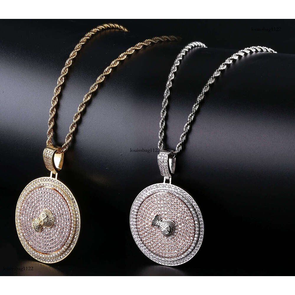 Trendy Dollar Sign Money Bag Rotating Disc Pendant Micro Paved Full Moissanite chain Hip Hop Necklace Jewelry