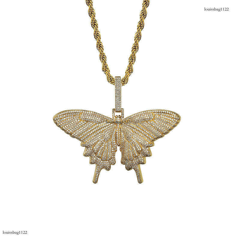 Inshiphop Large Butterfly Pendant Full Moissanite chain Trendy Personality Necklace Premium Accessories for Men and Women
