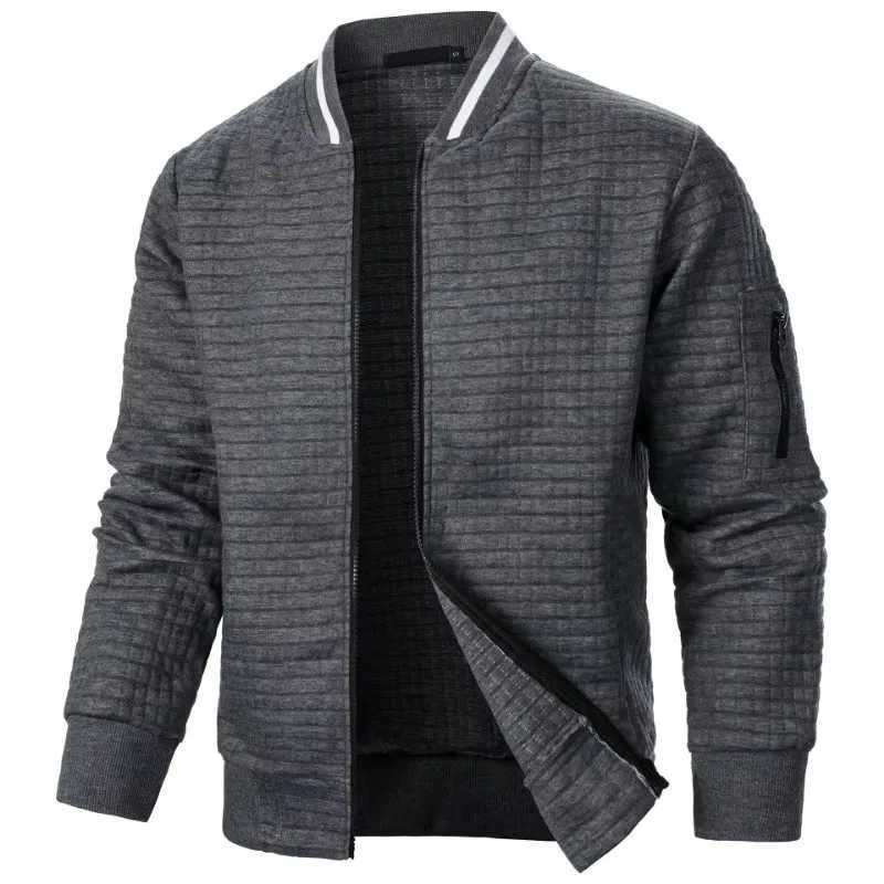 New Mens Long Sleeve Zipper Jacket Coats Stand Up Sweatshirts Outdoor Streetwear Autumn Warm Solid Color Baseball Jacket Men W250809