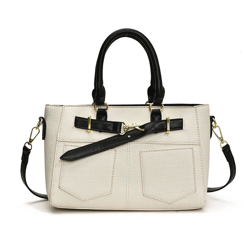 2025 Autumn fashion New Women s Shoulder Bag Niche Design Large Capacity Color Block Handbag Fashionable Leather Canvas Splicing Crossbody Designer
