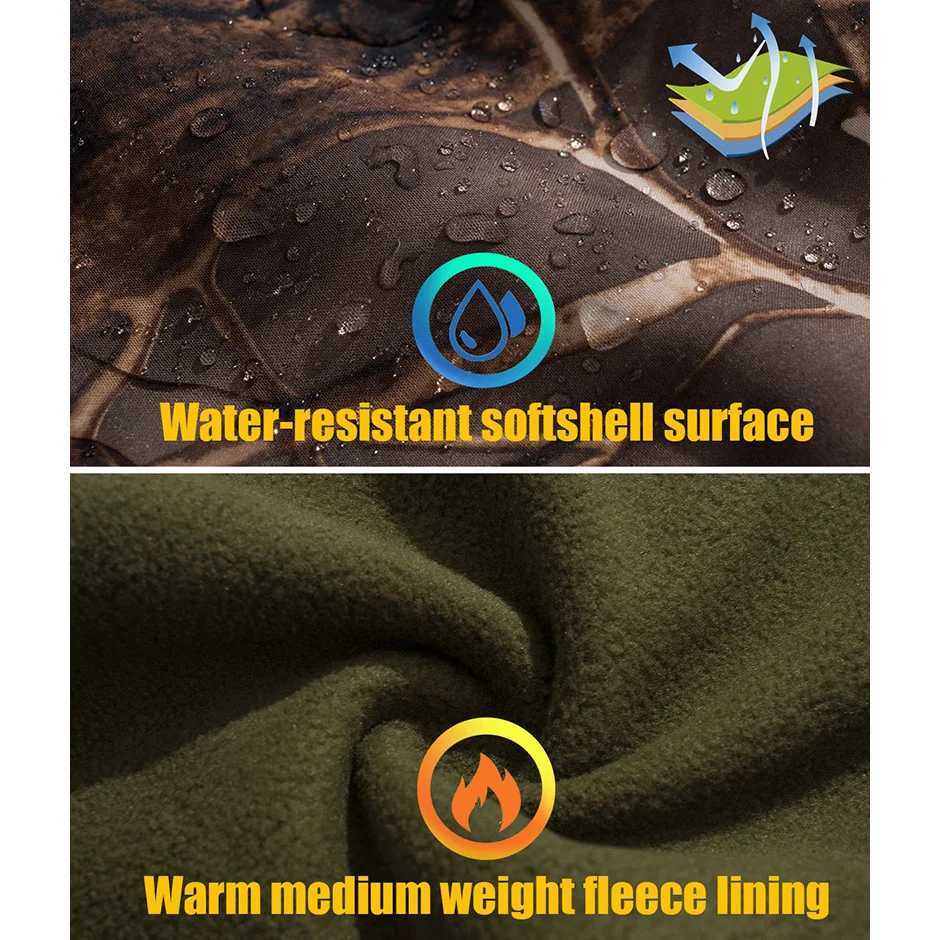 Mens Silent Soft Shell Camouflage Tactical Jacket Waterproof Warm Fleece Hunting Jackets Outdoor Hiking Fishing Hooded Coat W250809