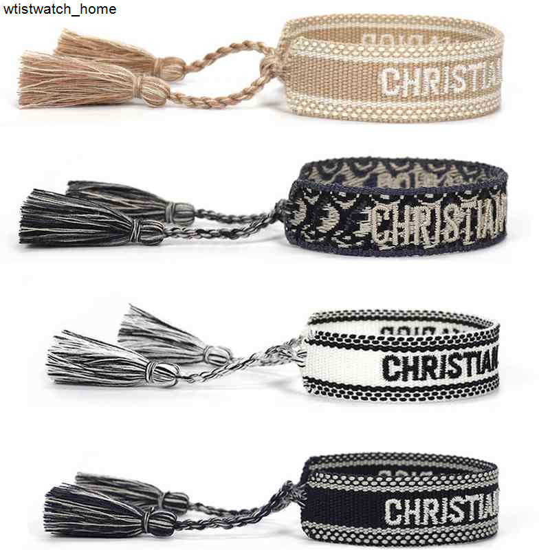 Adjustable Woven Friendship Bracelet for Women Men 2025 Vintage Braided s Embroidery Tassel Wholesale Jewelry