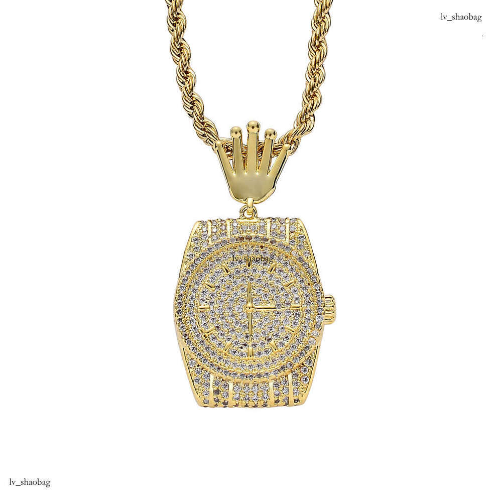 Necklace Men Personality Moissanite chain Dial Watch Clock Men's Jewelry Hip Hop Pendant