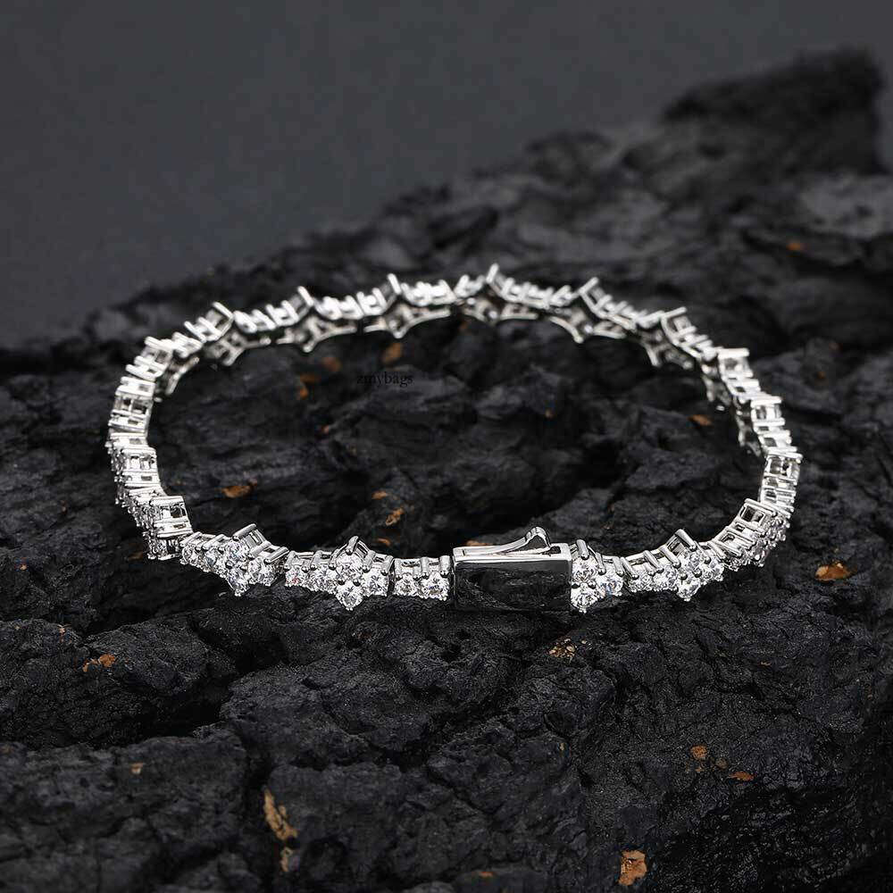 Hip Hop Spring Buckle Zircon Tennis Trendy Brand Personality Single Row Chain Full Dia Couple Bracelet