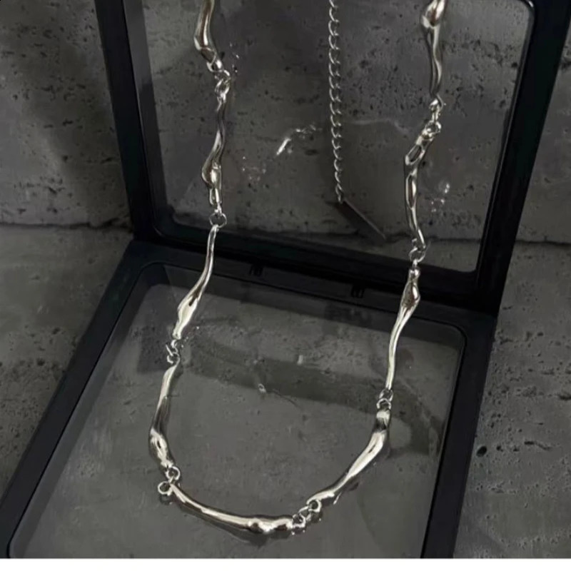 Irregular Wave Shape Chain Men Necklace Advanced Sense Stainless Steel Figaro Cuban Chain Necklace For Men Women Jewelry 250805