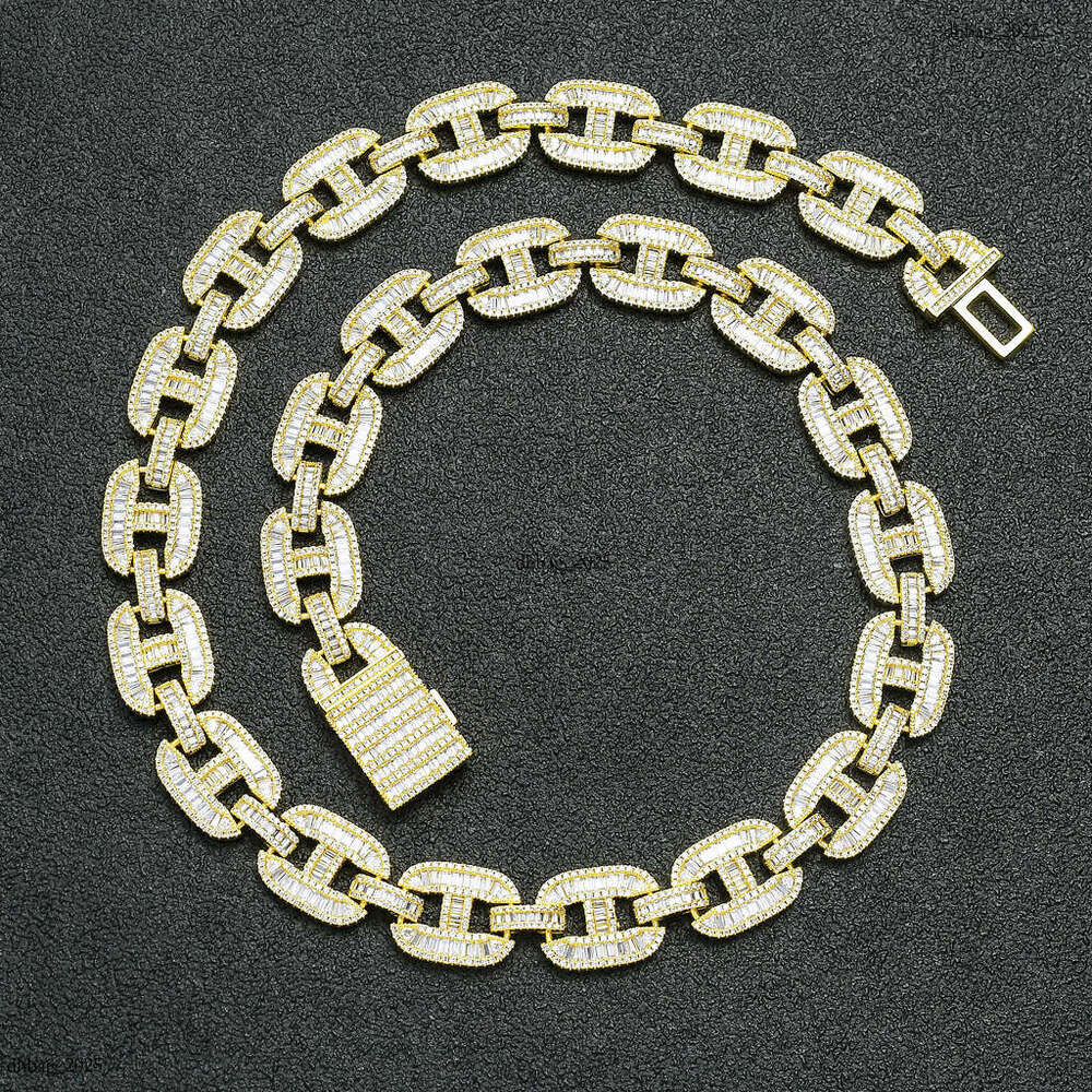 Pig Nose Cuban Chain Micro Paved Square Round Moissanite chain Hip Hop Men's Necklace