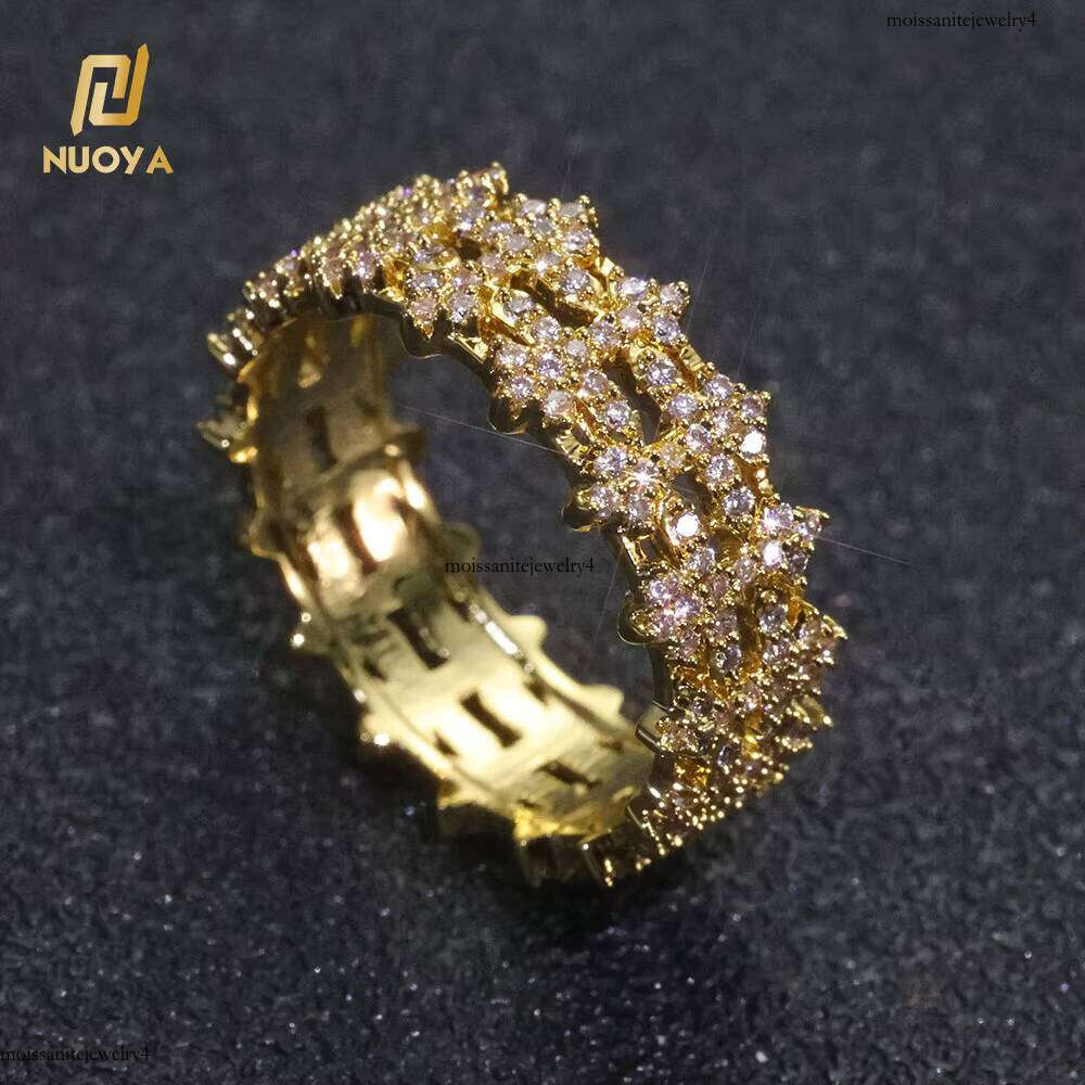 NUOYA New Arrive 8mm Wholesale Bling Dia Double Row Cross Design Women's White Gold Plated Cubic Zircon Fashion Ring