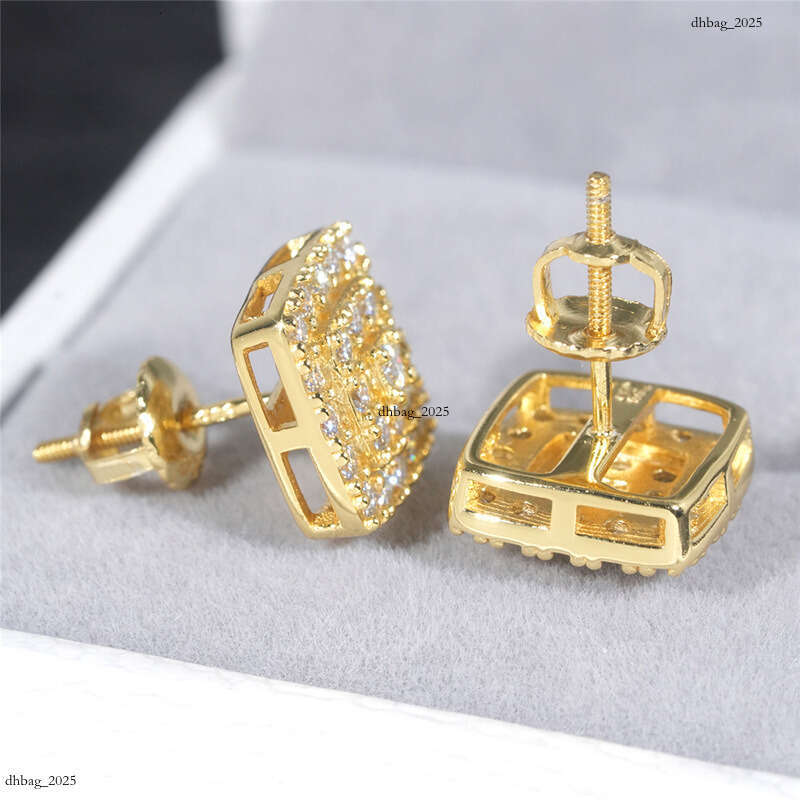 ICED OUT2024 New Moissanite Sier Plated Real Gold Hip Hop Trendy Brand Earrings