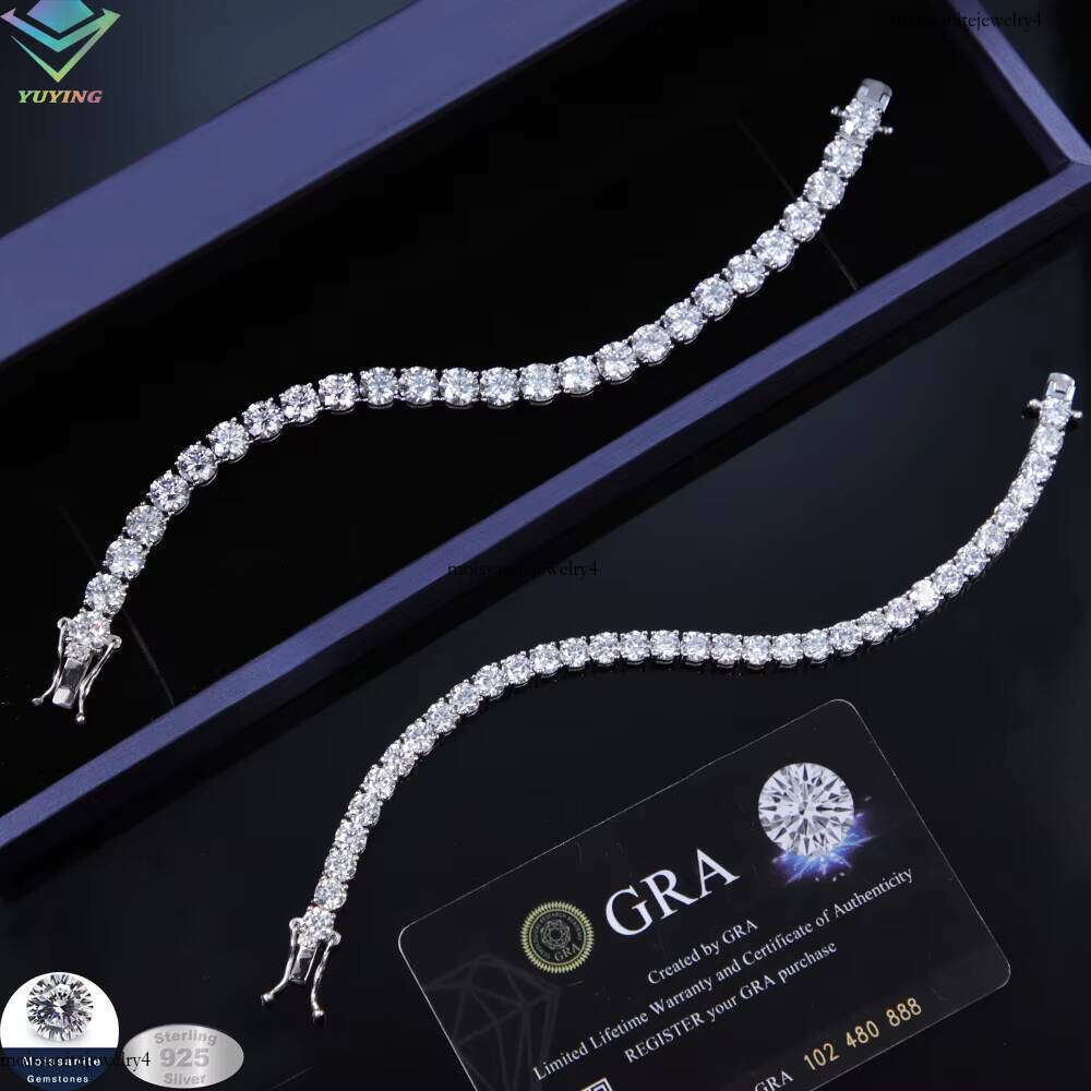 Ice Out Link Dia Sier Gold Plated Fine Jewelry Bracelet VVS Moissanite Tennis Chain for Men Women