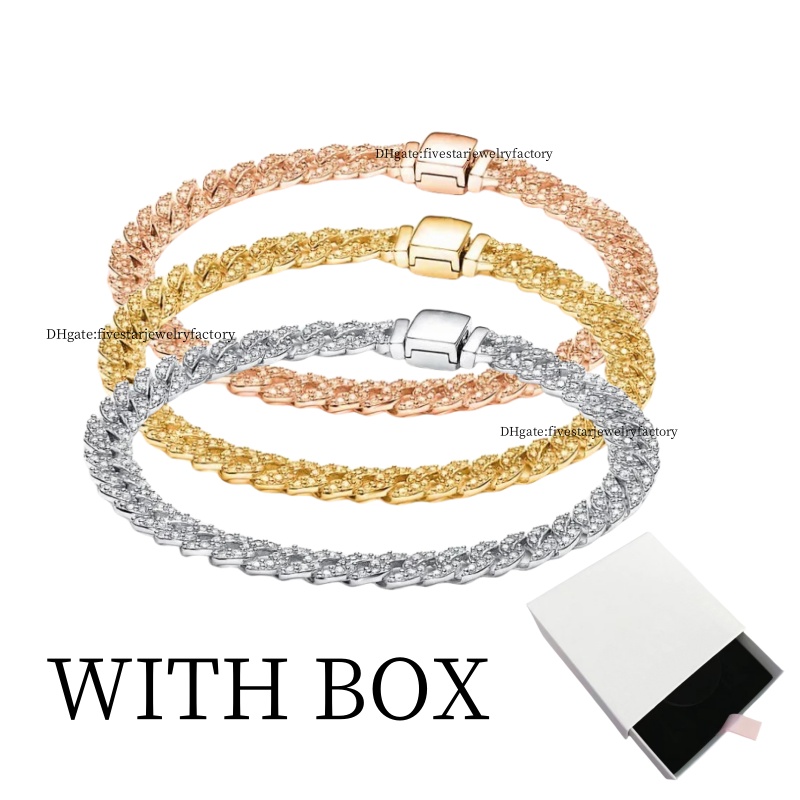 Bracelet designer bracelet Cuban chain for women luxury jewelry 925 silver gold plated bangle bracelets fashion birthday Valentine's Day gift with box