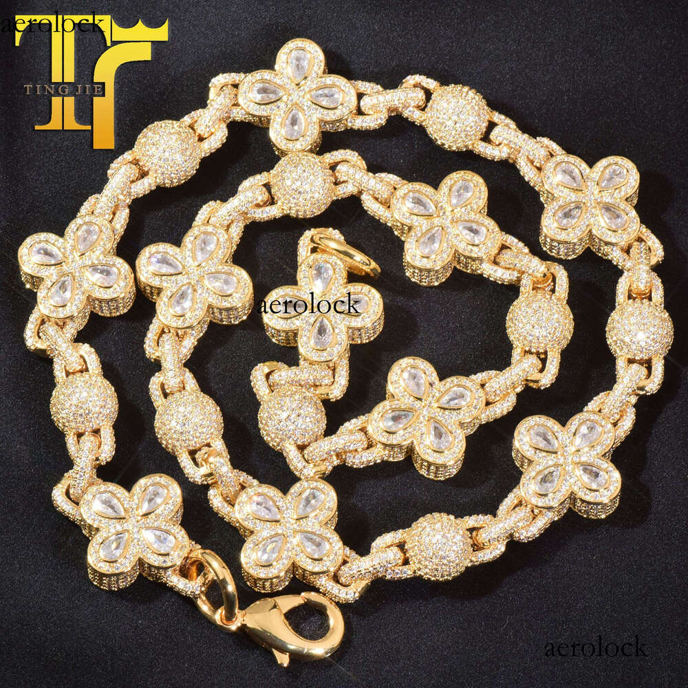 Hip Hop Full Moissanite chain Bubble Personality Four-Leaf Clover Jewelry High-End Men's Necklace