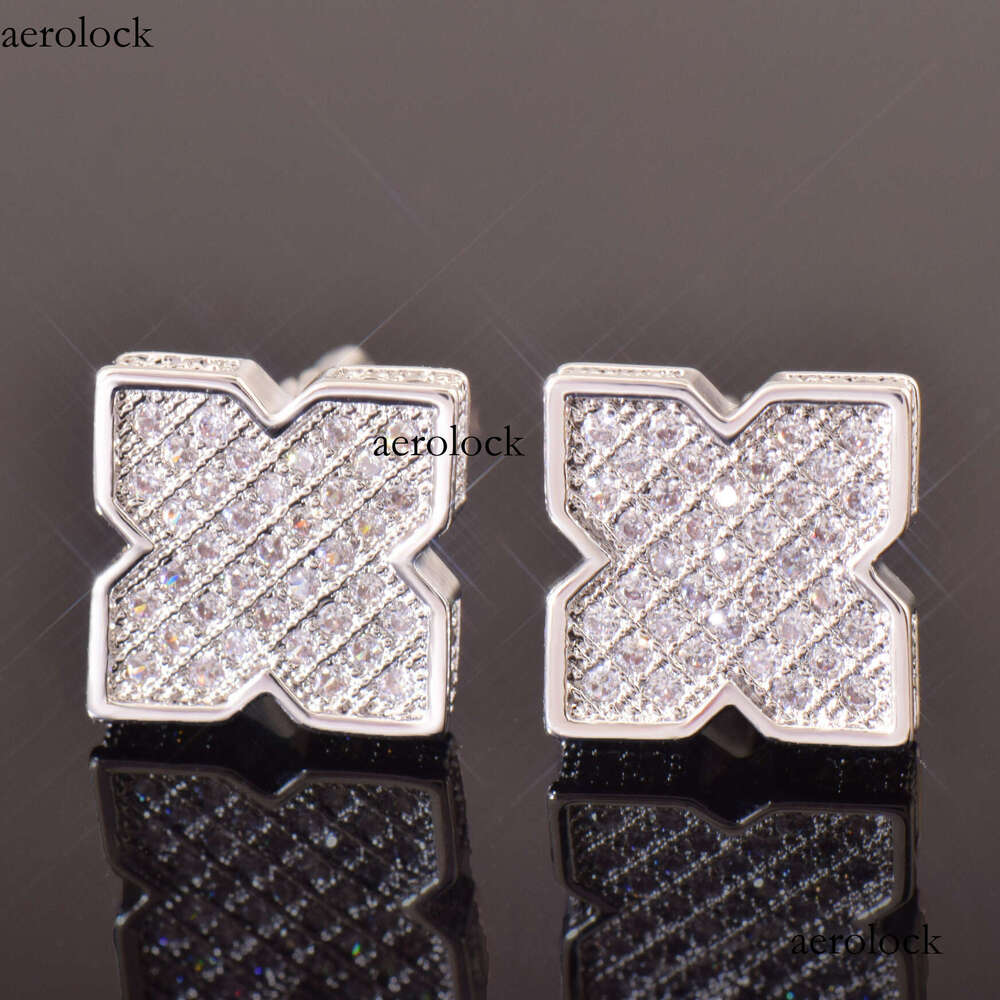 Tingjie Hip-Hop Jewelry Zircon Classic Lucky Four-Leaf Clover Square Simple Style Women's Earrings