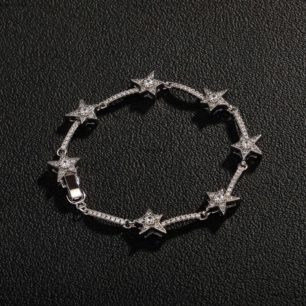 Five-Pointed Star Sterling Silver Zircon Fashionable Personality Versatile Bracelet
