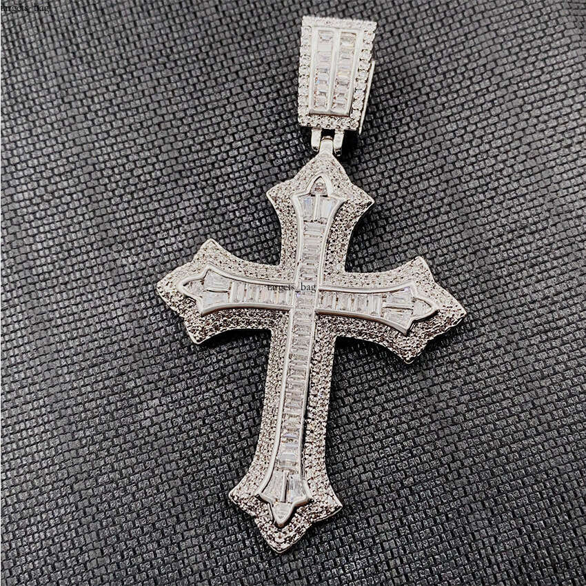 Full Sterling Silver Inlaid Moissanite chain Jewelry Cross Personalized Accessory Necklace Pendant