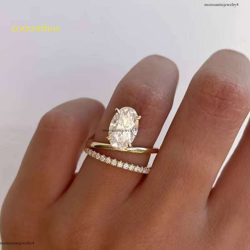 Wholesale Fashion Ladies Jewelry 2.5 Oval Cut Bridal Set Moissanite Rings for Women Wedding Engagement