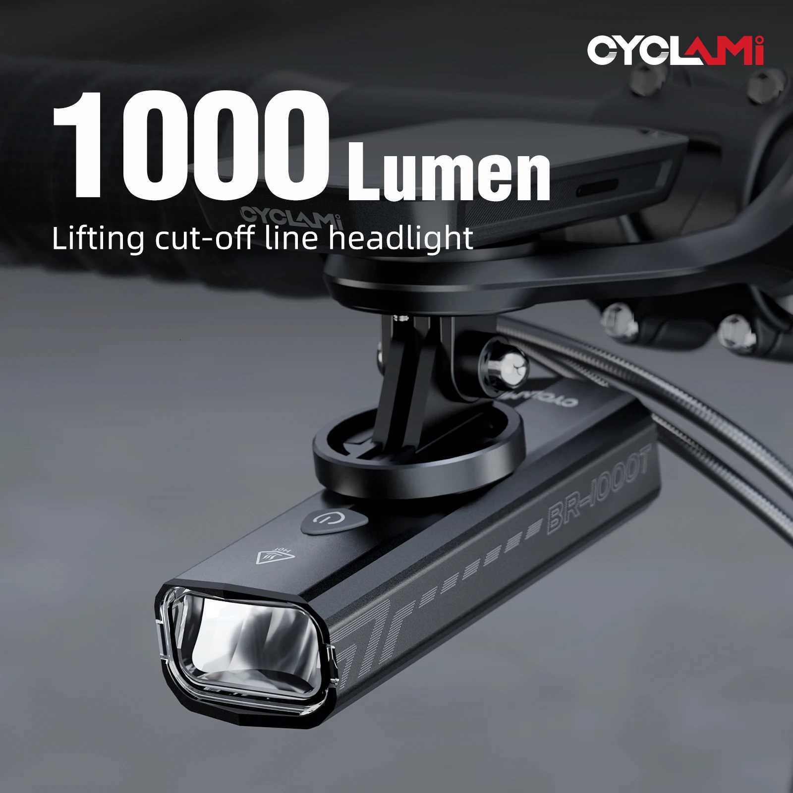 CYCLAMI Bike Front Light IPX6 Type-C Rechargeable Aluminum Bicycle Hanging Light 1000LM Headlight LED Flashlight Z250809