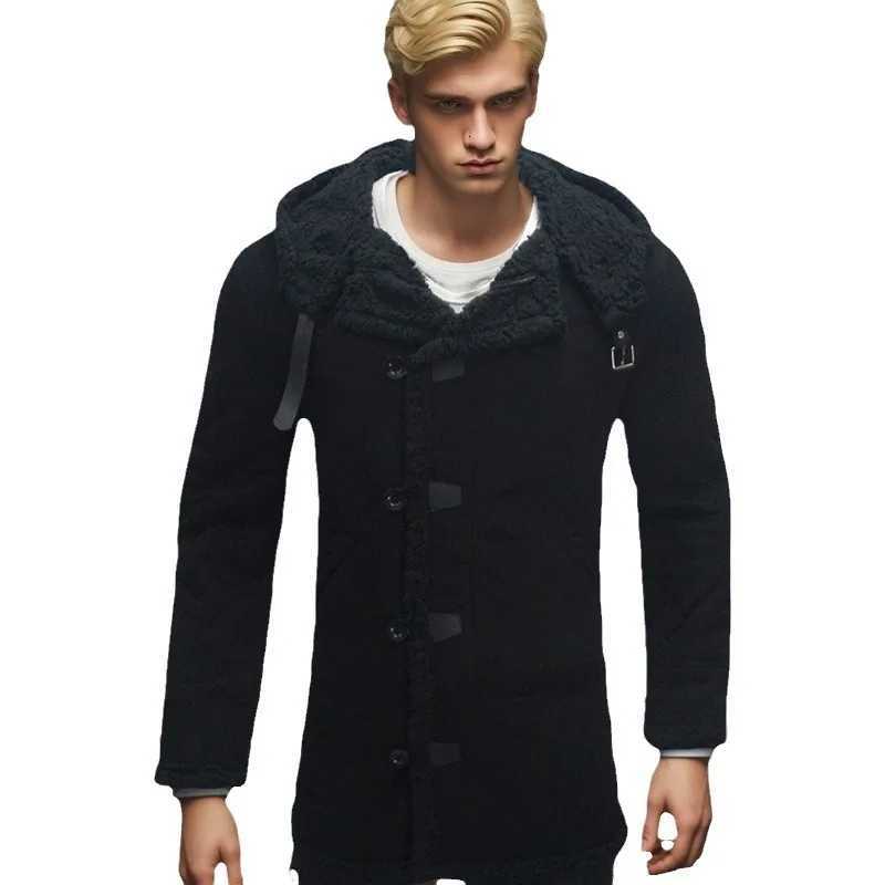 Men Hooded Winter New Suede Mens Coat Fur Integrated Thick Coat Wool Long Sleeve Parka with Pockets XJ250809