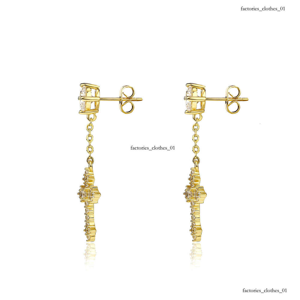 Long Tassel Cross Zircon for Women, Fashionable Elegant Design, Full Dia, Ins Style, Stylish and Chic Earrings