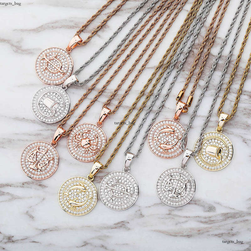 Ins Twee Constellations Pendant Full Moissanite chain Personality Clavicle Necklace Jewelry Hip-Hop