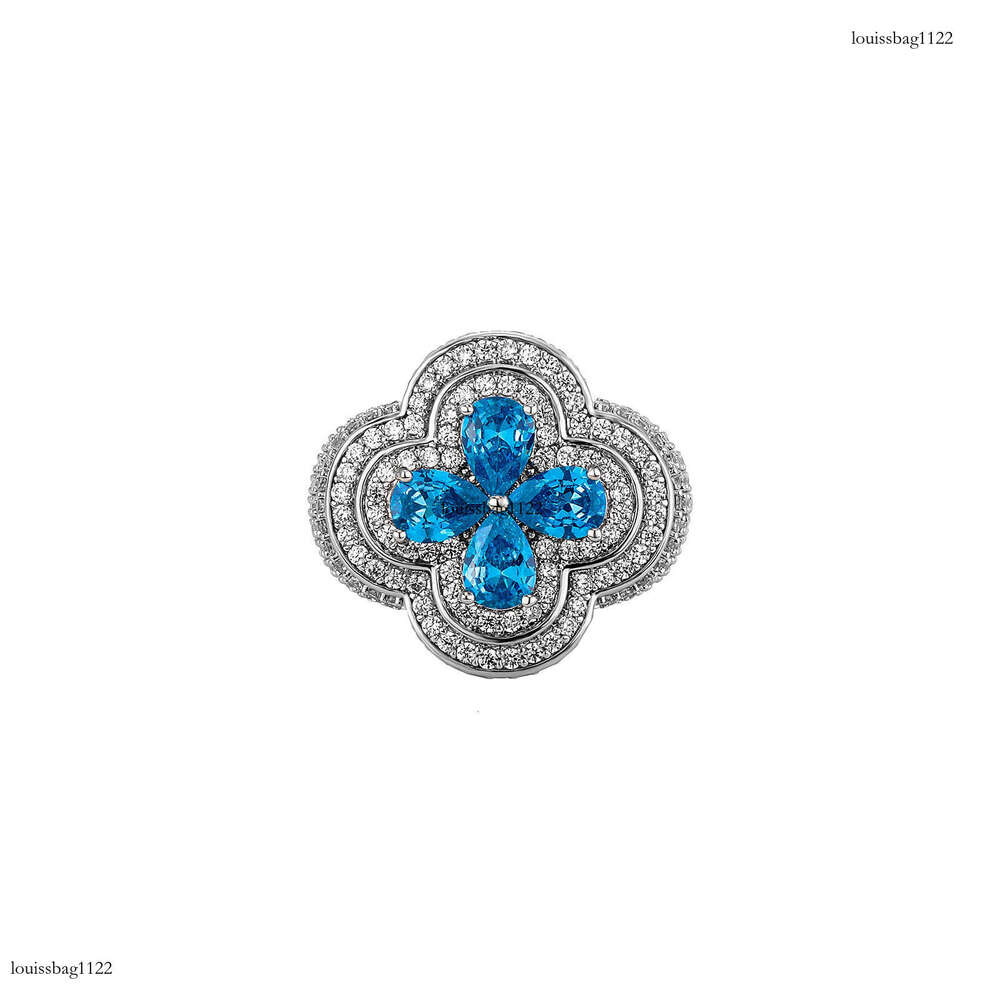 Wind Micro Inlaid Flower Shape Hip-Hop Men's Exaggerated Super Shiny Diamond Personality Ring Versatile Trendy Gold Australian New Model