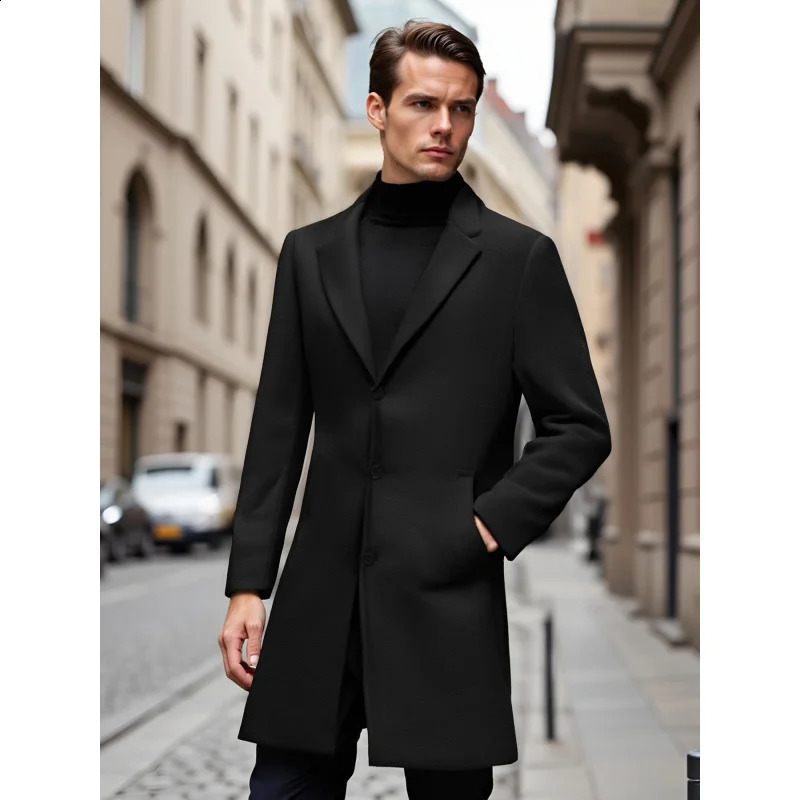 2025 Style Spring Autumn Business Fashion Mens Trench Coat Casual Simple SingleBreasted NonIron Jacket 250729