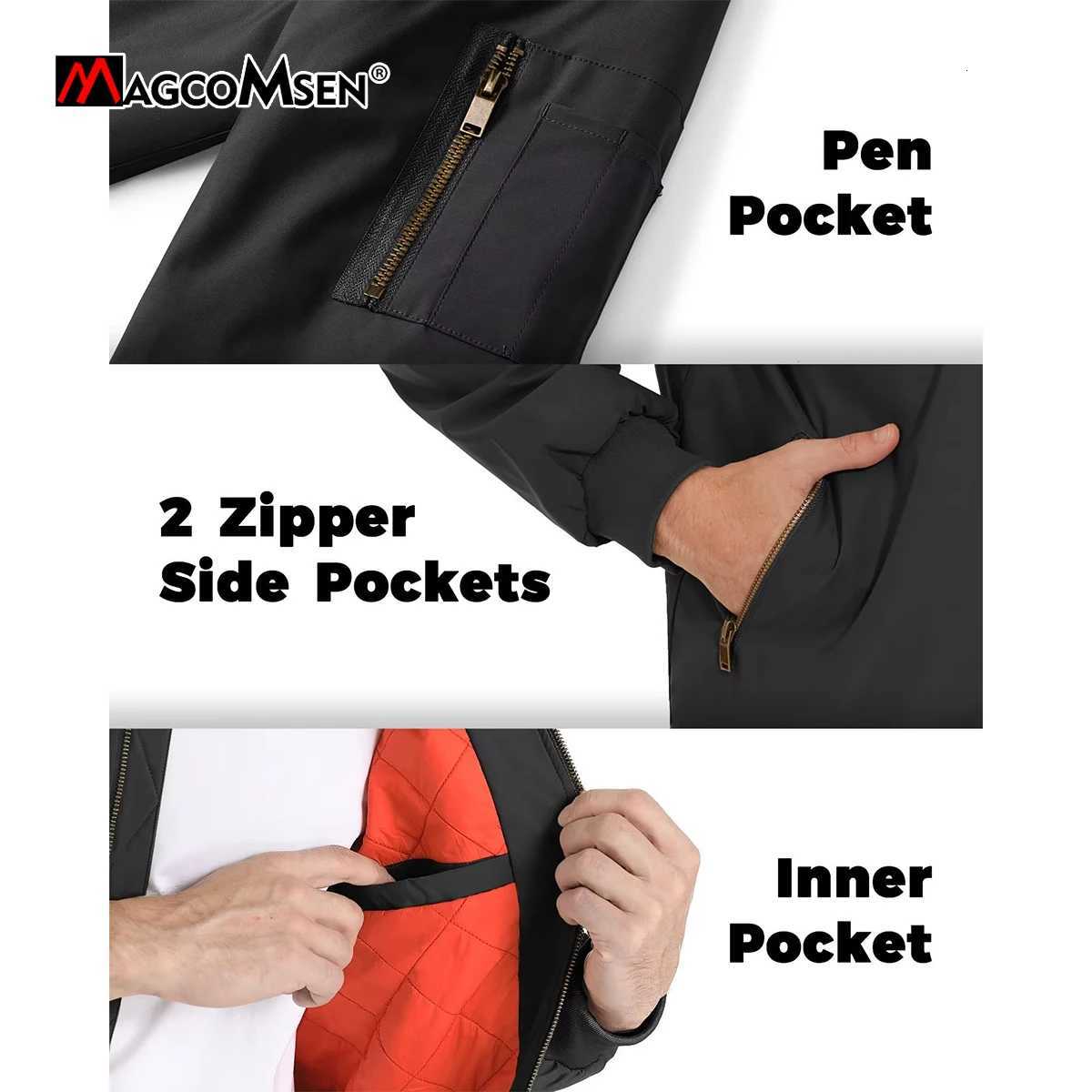 Magcomsen Bomber Jacket Men Warm Zip Up Winter Padded Coat Casual Baseball Jackets Pilot Windbreaker Varsity Jackets W250809