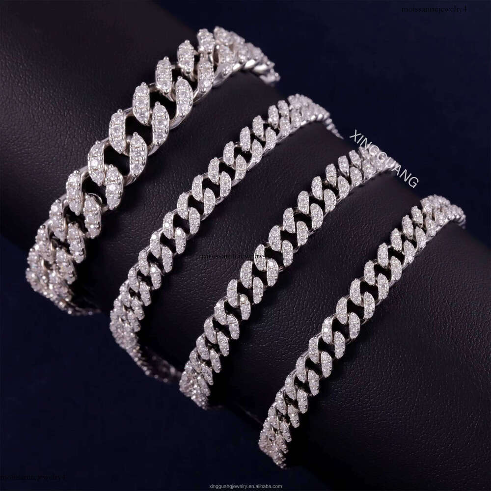 XG RTS Hot Sale Single Row Moissanite Sterling Sier Dia Cuban Chain Fine Jewelry Bracelets Bangle