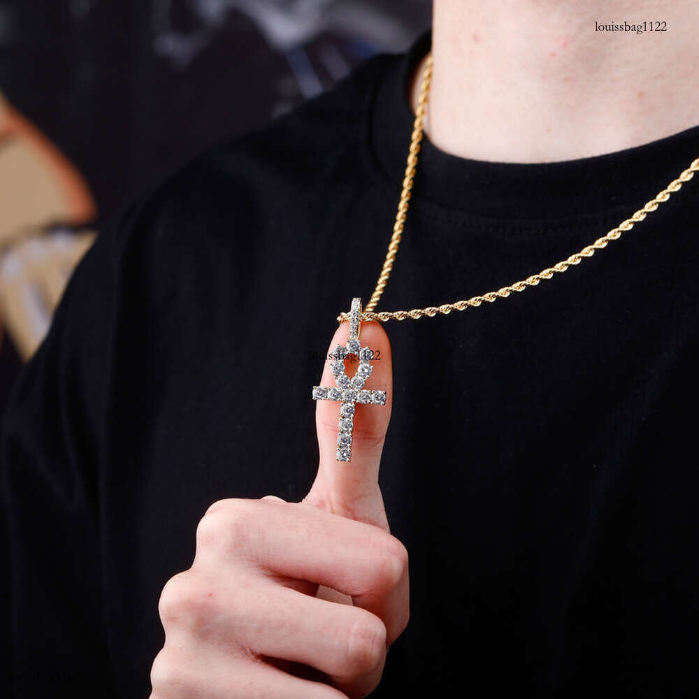 Hip Hop Cross Full Color Moissanite chain Pendant Fashion Personality Trendy Unisex Versatile Necklace Jewelry