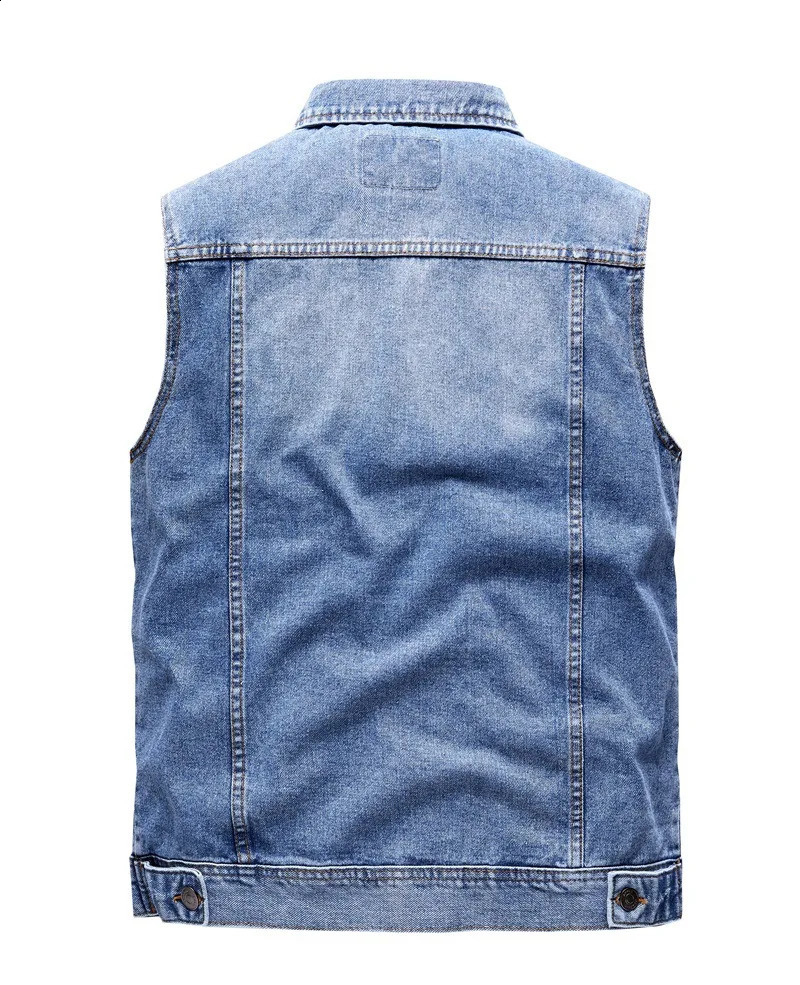 Mens Cargo Denim Vest Multi Pockets Sleeveless Jacket Fashion Washed Jeans Waistcoats Male Waistcoats Vests Sleeveless Jackets 250805
