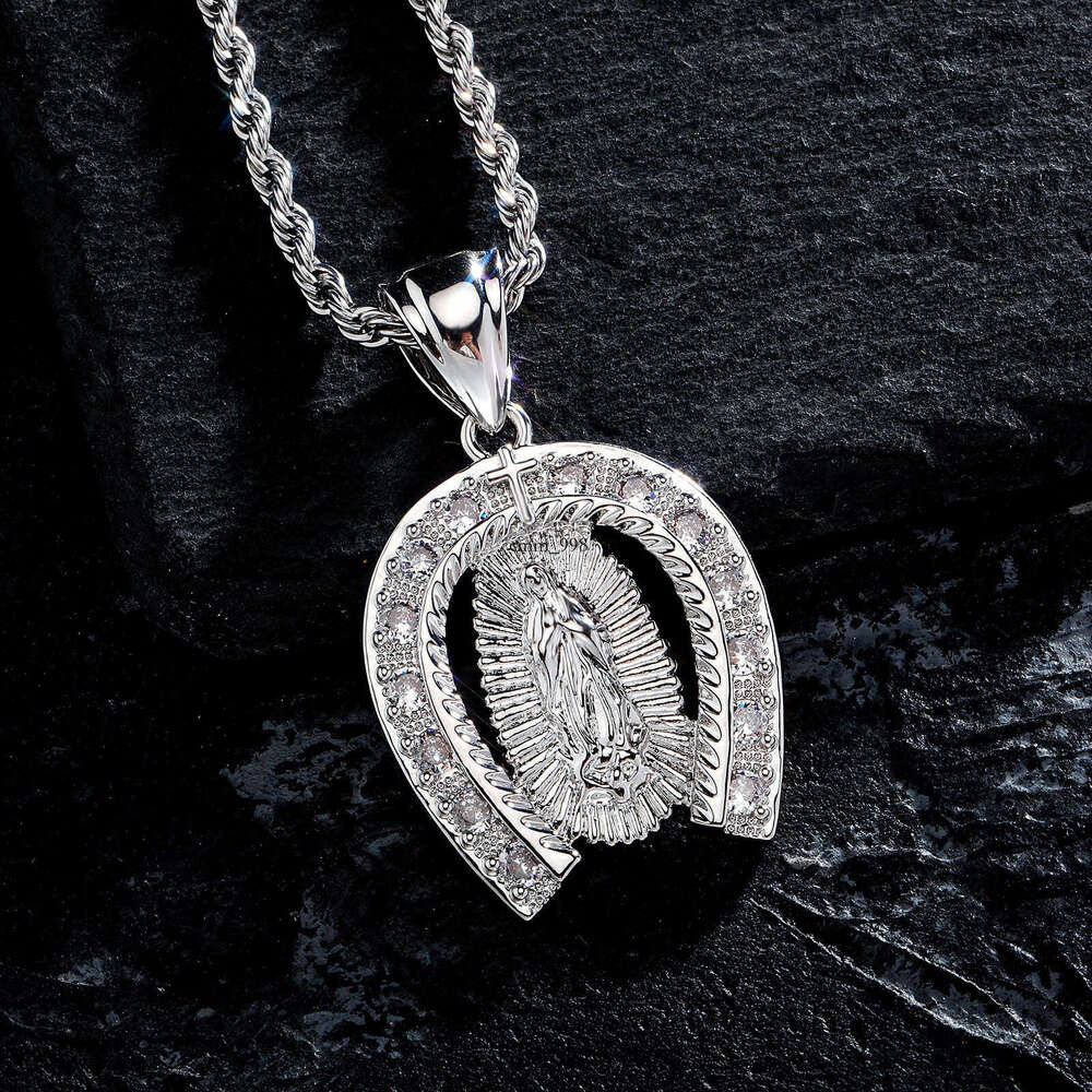 Gold-Plated Buddha Statue Moissanite chain Pendant Guardian God Men's Peace Tag Hip-Hop Trend Solid Necklace