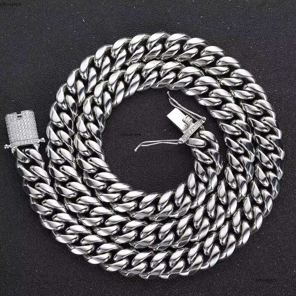 Hip Hop 8MM Mens Miami Stainless Steel Chain Iced Out Gold Plated Cuban Necklace