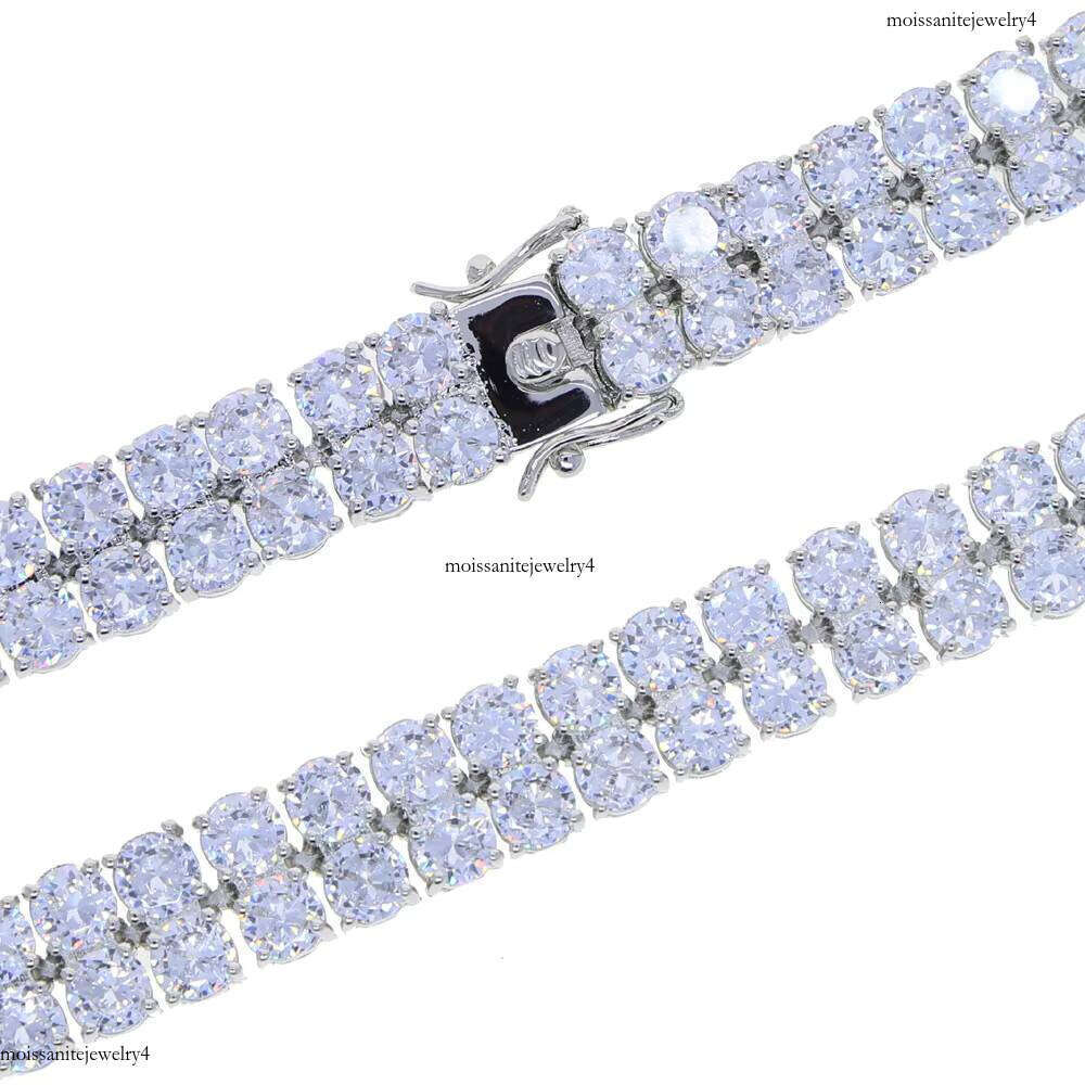 NUOYA 10mm Sier and Gold Plated Bracelet Two-Row Dia Tennis Chain Fine Jewelry for Women Gift