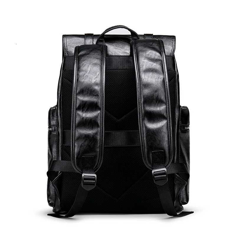 Mens PU Leather Backpack Large Capacity Travel Computer Backpack for Laptop Students School Bag Expandable USB Charger Bag Y250809