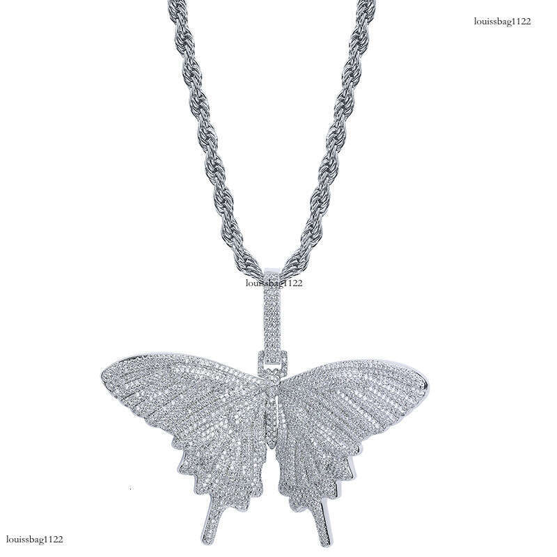Inshiphop Large Butterfly Pendant Full Moissanite chain Trendy Personality Necklace Premium Accessories for Men and Women