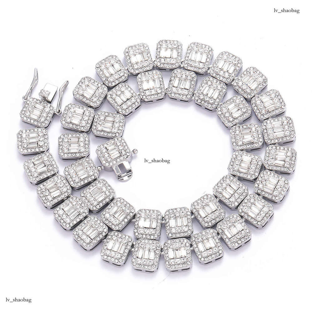 New Hip-Hop 13mm Square Round Cuban Chain Full Dia Men's Trendy Necklace