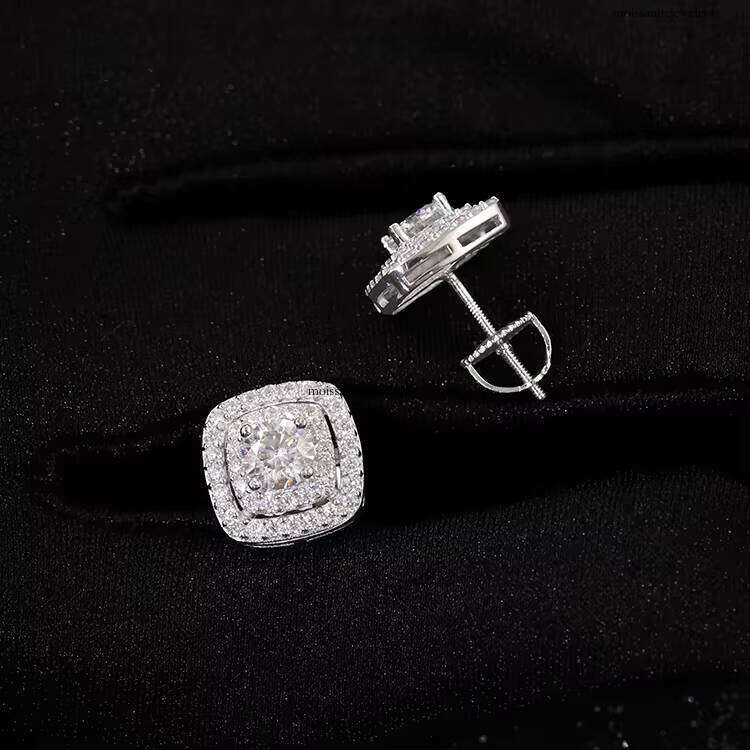 Pass Dia Tester VVS Moissanite D Color with GRA Sier Fine Jewelry Stud Earring for Men Women