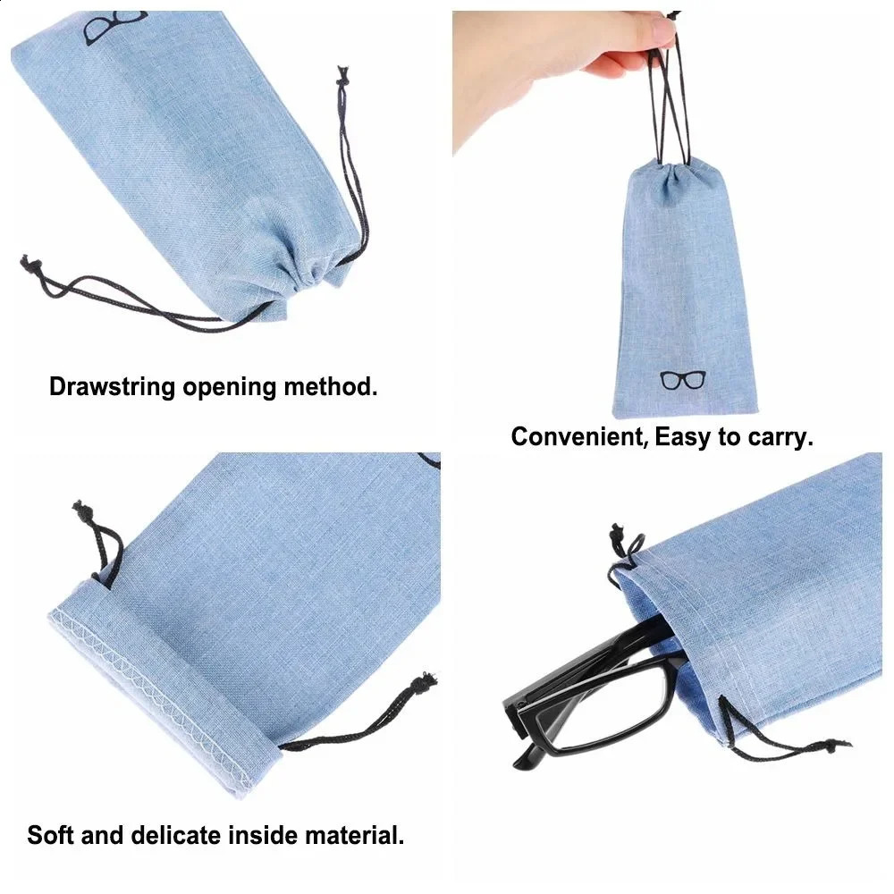 51020Pcs Portable Linen Fabric Pouch For Sunglasses Bag MultiFunctional Eyeglasses Case Optical Glasses Lanyard Cloth Bags 250801