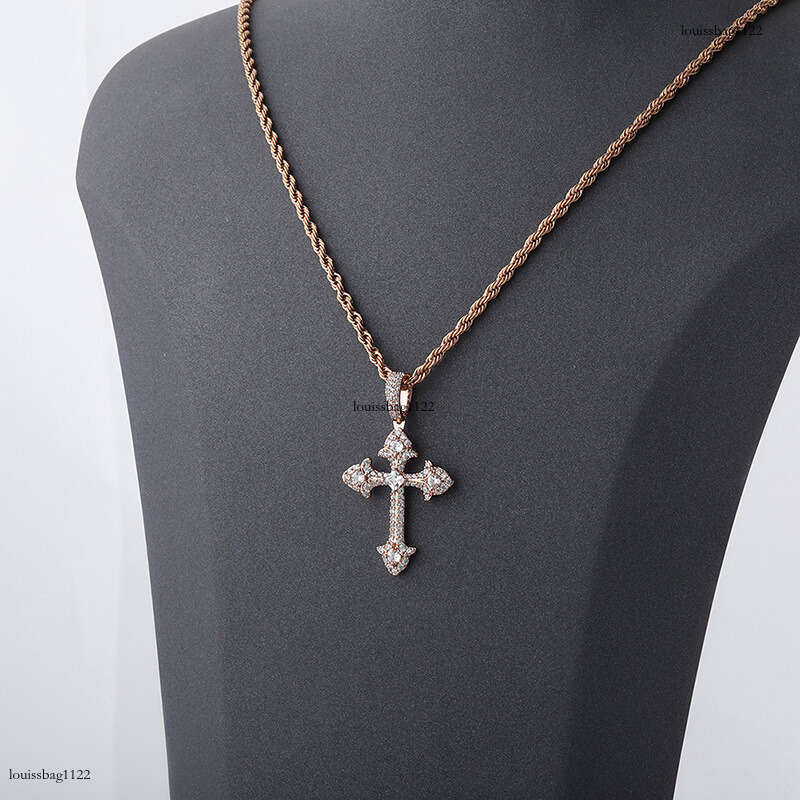 Unique Cross Pendant Full Moissanite chain Temu Necklace Jewelry
