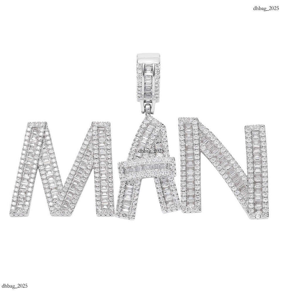 Hip Hop Necklace for Men Square Moissanite chain Letter 26 Letters Cubic Moissanite chain Custom Free Combination