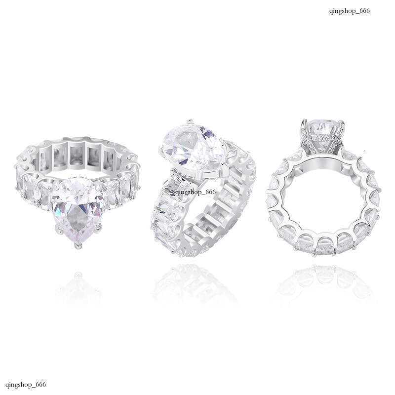 Water Drop Hip-Hop Women's Full Zircon Fashion Personality Ring Gold Jewelry