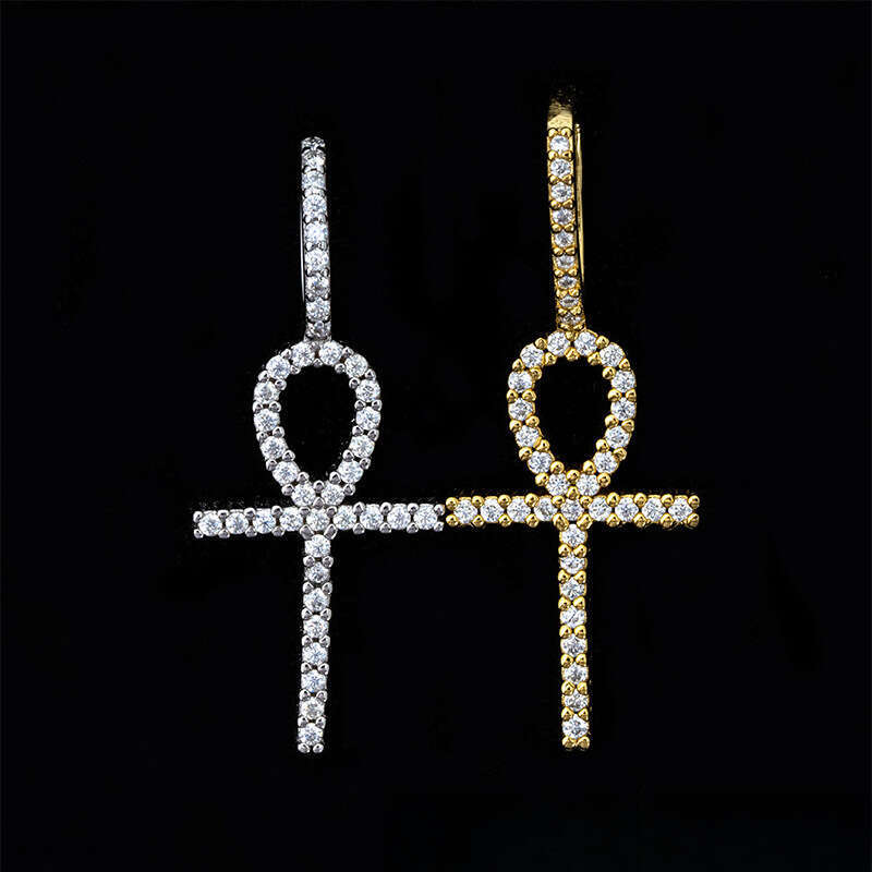 INS Hip-Hop Personality Iced Out VVS Cross Full Inlaid D Color Moissanite Necklace Pendant