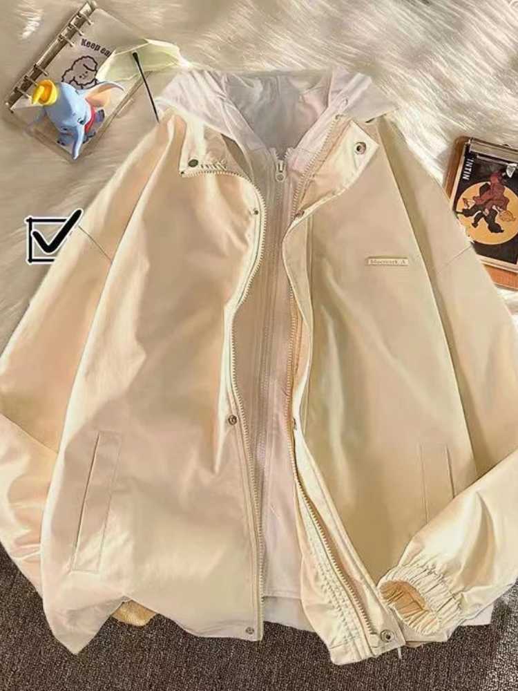 2022 New Oversized Hooded Couples Wear Spring Winter Preppy Zip-up Varsity Jacket W250809