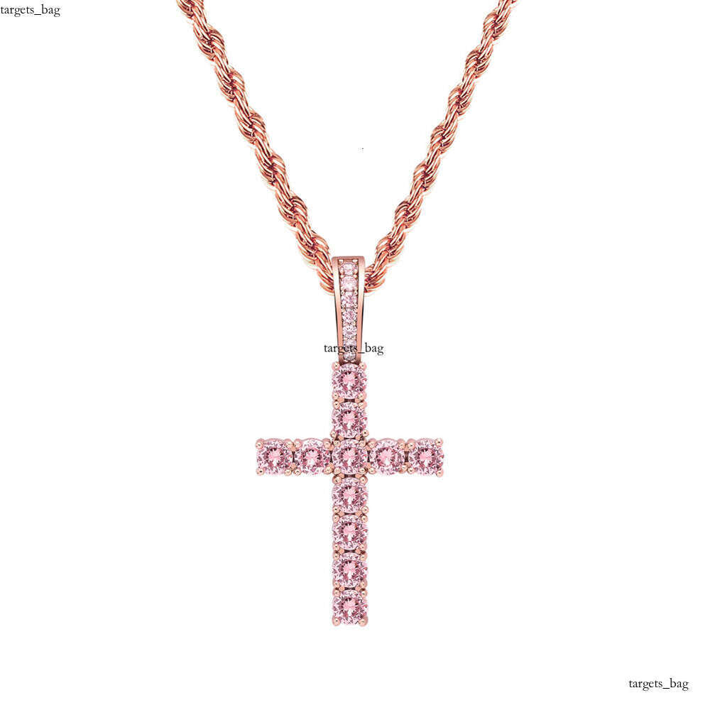 Hip Hop Cross Full Color Moissanite chain Pendant Fashion Personality Trendy Unisex Versatile Necklace Jewelry