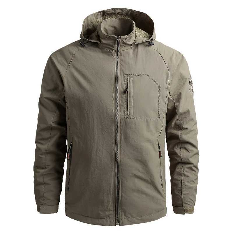 New Thin Windbreaker Men Tactical Jacket Waterproof Outdoor Hooded Coat Sports Military Cargo Jackets for Climbing Hiking Outerwear W250809