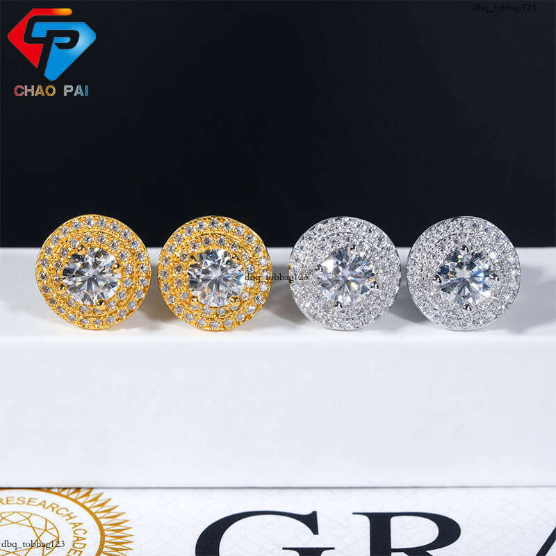 Super Sparkling Moissanite Pure Sier Full Dia Inlaid Unisex Commuting Design Hip-Hop Style Earrings