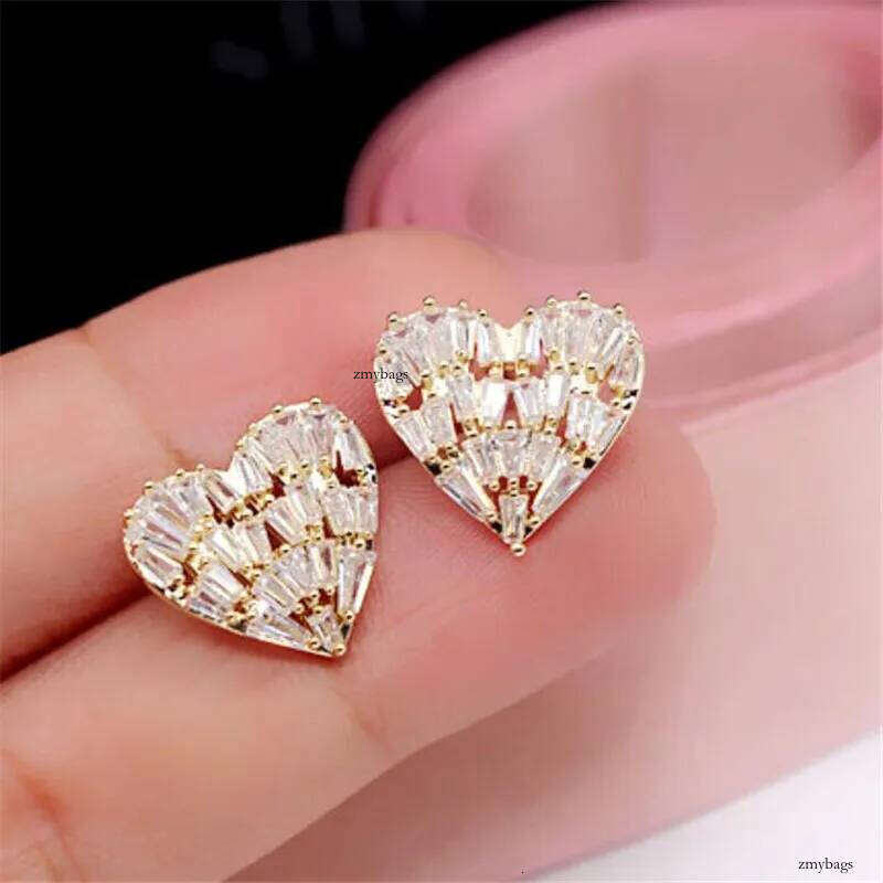 Korean Jewelry Sterling Sier&Gold Fill T Princess Cut White Topaz CZ Dia Cute Women Stud Earring For Valentine's Day gift