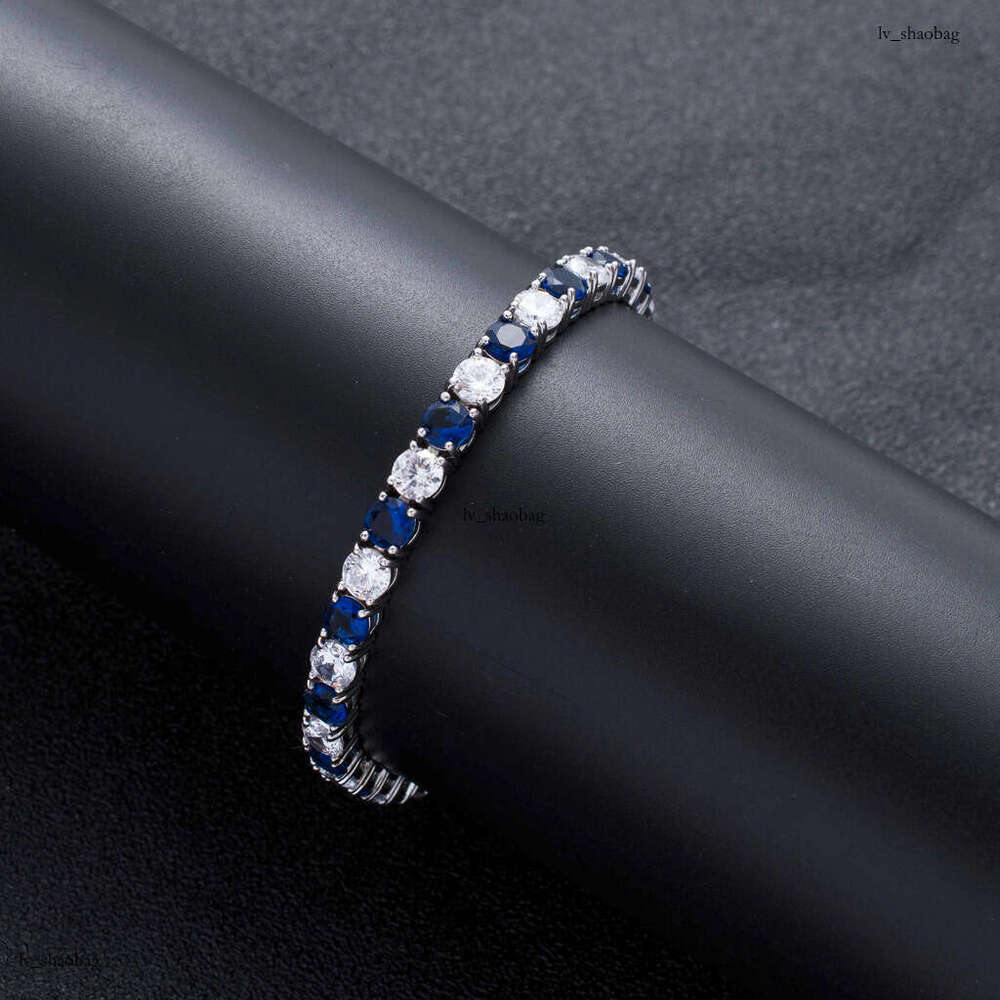 Blue White Zircon Tennis Chain Personality Trendy Brand Men's Hip Hop Bracelet