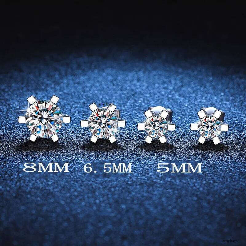 2025 Choucong Top Sell Stud Earrings Sparkling Classical Six Claw Jewelry Genuine 100% Sterling Sier Round Moissanite Dia Lady Wedding Earring