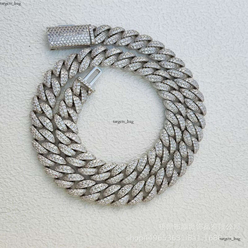 12mm Full Dia Cuban Necklace for Men Fashionable Versatile Moissanite chain Inlaid Hot Selling Factory 111
